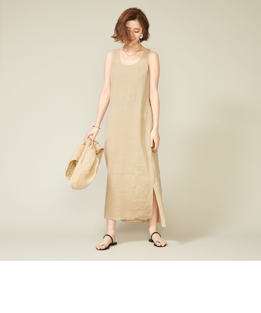 <conte>アサ スリット ノースリーブワンピース