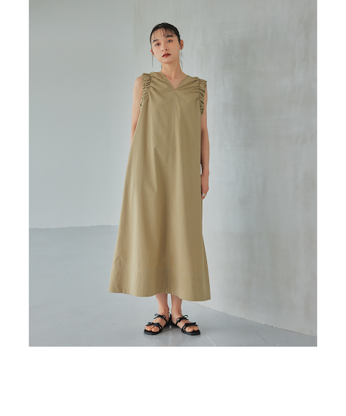 ＜EMMEL REFINES＞EM ステッチギャザー ノースリーブ 2WAY ワンピース