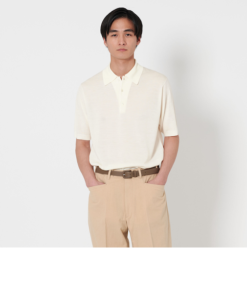 ウール ハイゲージ ニットポロシャツ