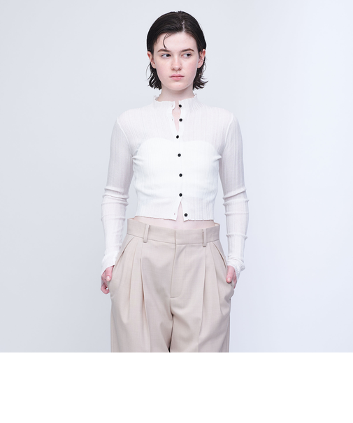 ＜AEWEN MATOPH＞シアー イレギュラー リブカーディガン