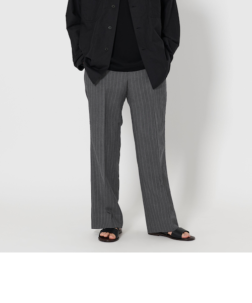 ユナイテッドアローズ　パンツスーツ　コットンリネン リネンウール トロピカル ストライプ タンブラー ワイドパンツ