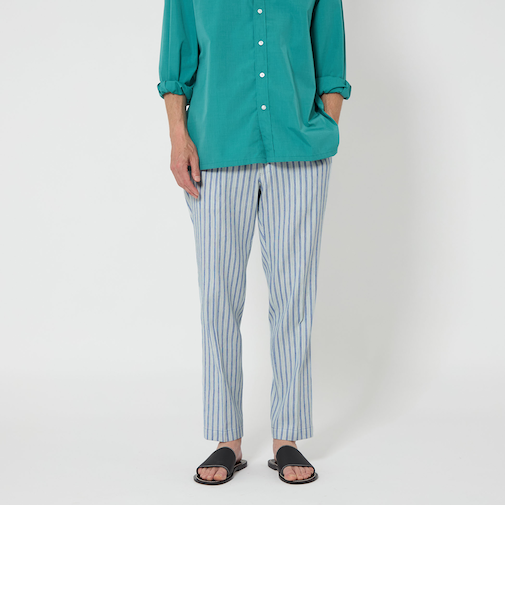 ＜SOVEREIGN＞ ストライプ 1プリーツ ハーフギャザー イージーパンツ