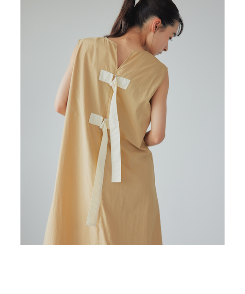 ＜EMMEL REFINES＞EM ドループリボン ノースリーブ ワンピース