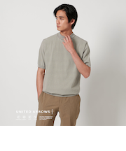 ショートスリーブ ボーダー モックネックニット UA COZY -ウォッシャブル・抗菌防臭-