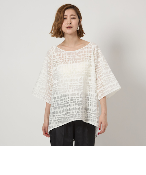 ＜conte＞シアー レース ショートスリーブブラウス