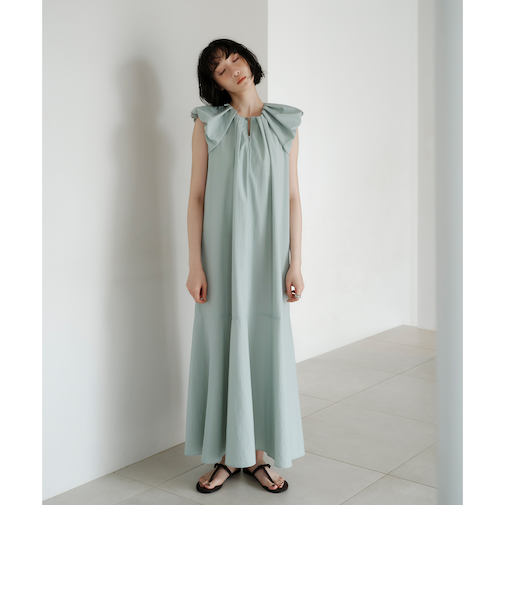 ＜EMMEL REFINES＞EM タック＆パフショルダー キリカエフレア ワンピース