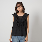 ＜EMMEL REFINES＞EM Vフリル リボンノースリーブ ブラウス