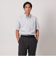 イージーケア AG パナマ ストライプ ボタンダウンカラーシャツ -抗菌防臭・通気性-