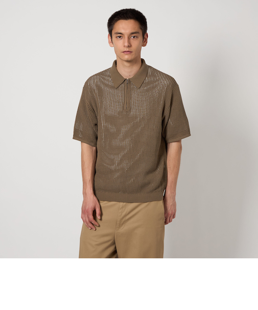 ＜UNITED ARROWS & SONS＞ MESH HALF ZIP PL/ポロシャツ