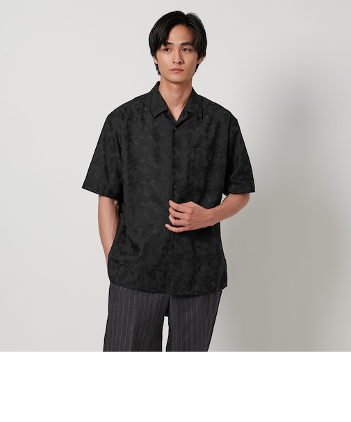 リーフ エンブロイダリー オープンカラーシャツ