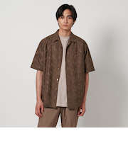 リーフ エンブロイダリー オープンカラーシャツ