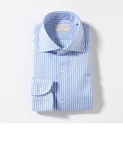 イージーケア AG パナマストライプ ワイドスプレッドカラー シャツ -イージーケア・抗菌防臭・通気性-