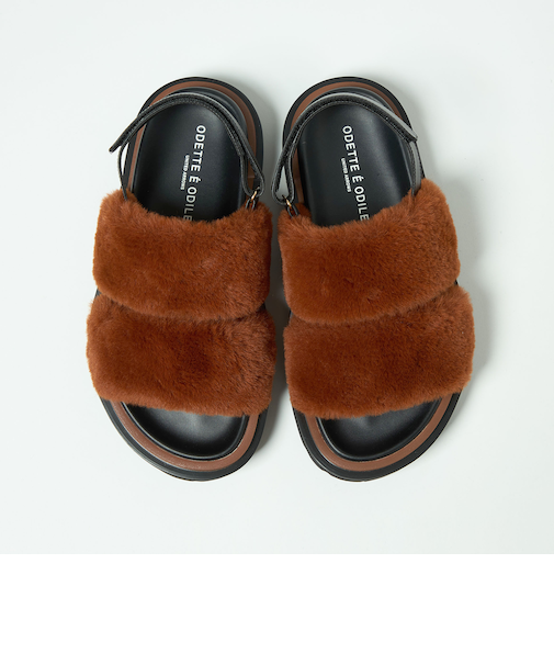 フェイクファーダブルベルト サンダル30↑