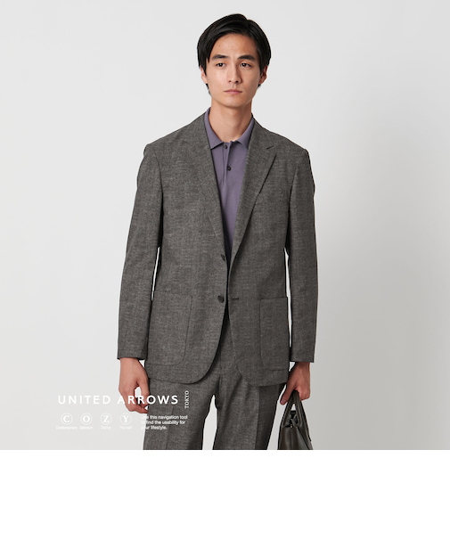 COOL DOTS プリント シングル 2ボタン テーラードジャケット UA COZY ‐ウォッシャブル 2WAYストレッチ 防シワ‐