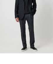 デニムプリント スリムテーパード サイドシャーリング 1プリーツ スラックス COMFORT EASY-MODEL ヨコストレッチ