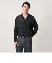 米沢 チェック オープンカラーシャツ  「SLOW &　」