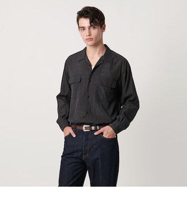 米沢 チェック オープンカラーシャツ  「SLOW &　」