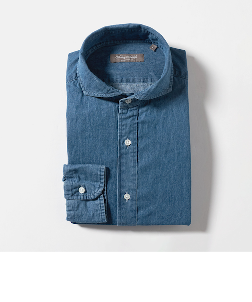 インディゴ ツイル カッタウェイカラーシャツ＜A DAY IN THE LIFE＞