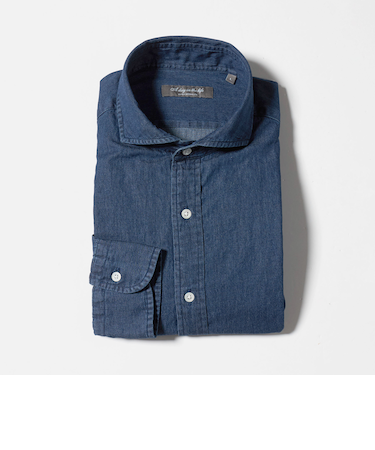 インディゴ ツイル カッタウェイカラーシャツ＜A DAY IN THE LIFE＞