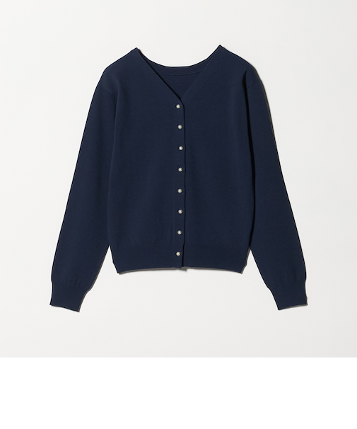 フェイクパールボタン 2WAY Vネックニット ‐ウォッシャブル‐＜A DAY IN THE LIFE＞