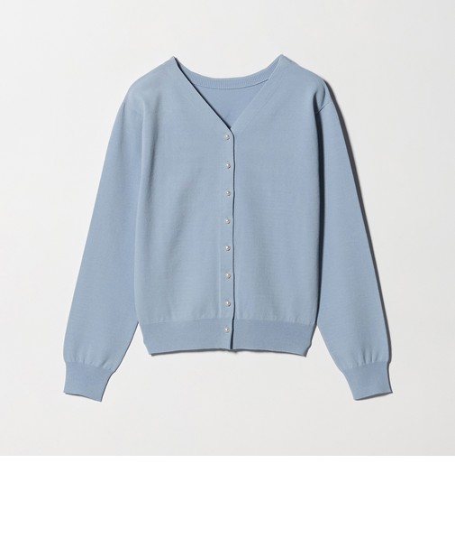 フェイクパールボタン 2WAY Vネックニット ‐ウォッシャブル‐<A DAY IN THE LIFE>