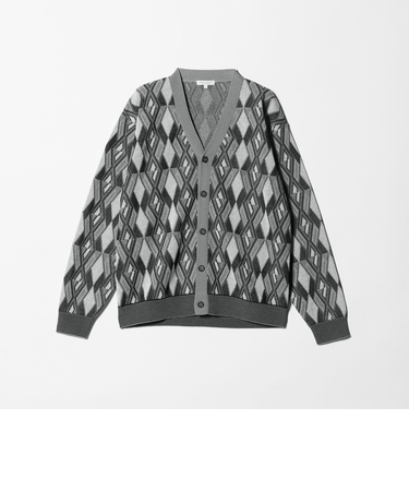 アブストラクト パターン Vネックカーディガン-ウォッシャブル-<A DAY IN THE LIFE>