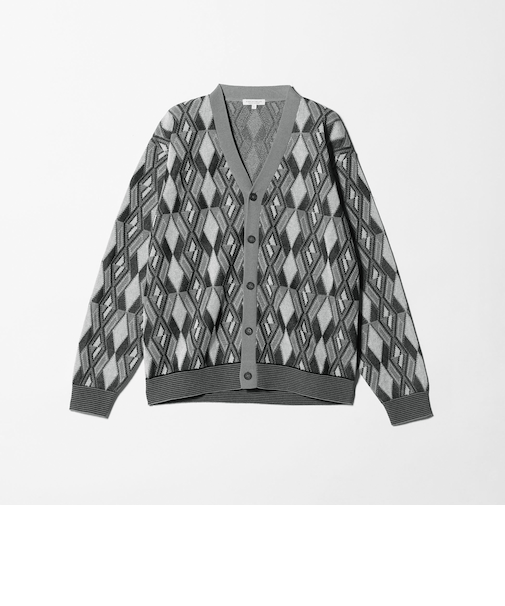 アブストラクト パターン Vネックカーディガン-ウォッシャブル-<A DAY IN THE LIFE>