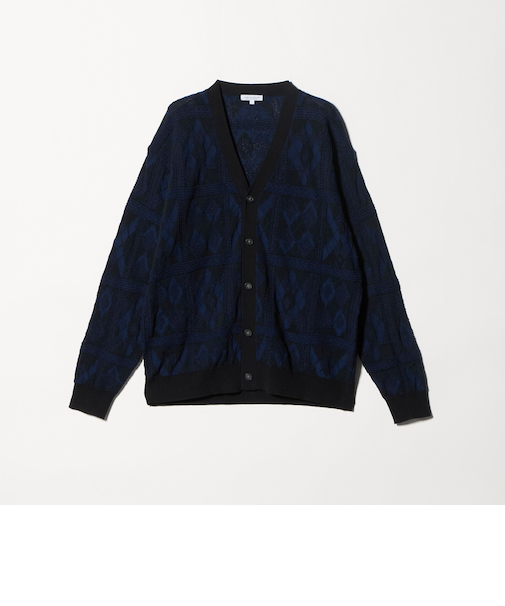 アブストラクト パターン Vネックカーディガン-ウォッシャブル-<A DAY IN THE LIFE>