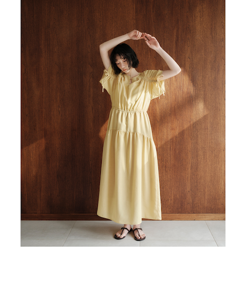 ＜EMMEL REFINES＞EM ドロストスリーブ ティアード ワンピース