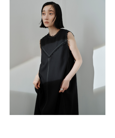 <EMMEL REFINES>EM フリンジステッチ ノースリーブ ワンピース