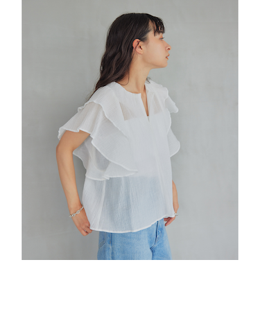 <EMMEL REFINES>EM ヨウリュウ ラッフルスリーブ ブラウス