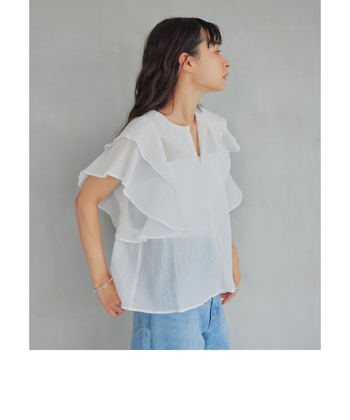 <EMMEL REFINES>EM ヨウリュウ ラッフルスリーブ ブラウス