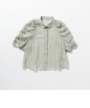 ＜EMMEL REFINES＞EM シアーストライプ ソデギャザー ブラウス