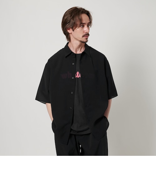 BLACK】Steven Alan CC ピケ ストライプ レギュラーカラー シャツ