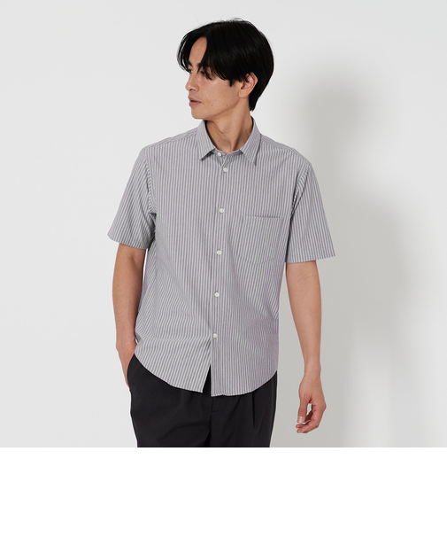 クイック ストレッチ ストライプ レギュラー 半袖シャツ ‐伸縮‐
