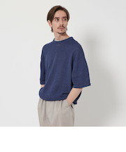 ペーパーヤーン クルーネック ショートスリーブ ニット