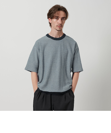 クロス パターン ショートスリーブ ニット Tシャツ