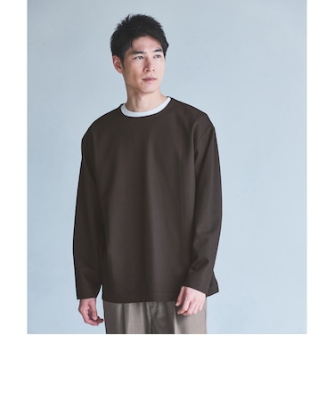 KIVANC ノーカラー 長袖 Tシャツ -ストレッチ-