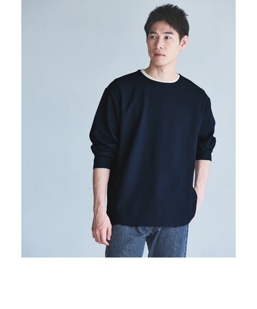 KIVANC ノーカラー 長袖 Tシャツ -ストレッチ-