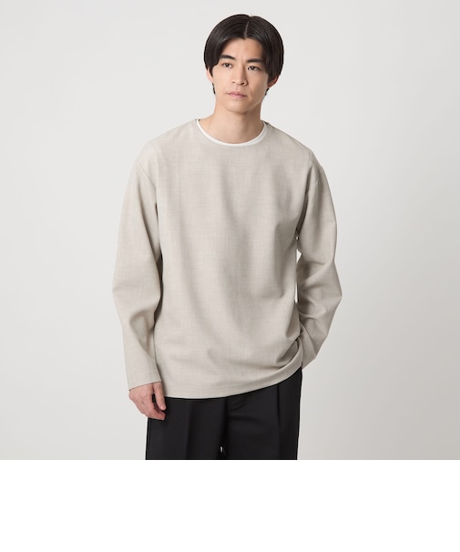 KIVANC ノーカラー 長袖 Tシャツ -ストレッチ-