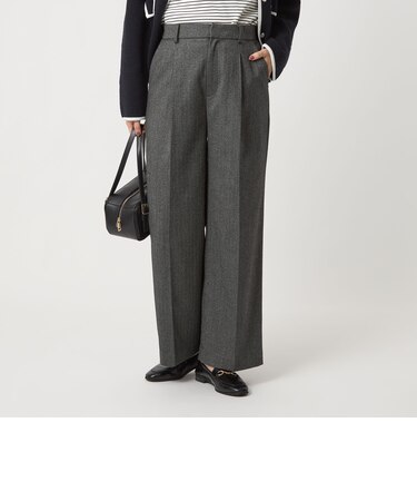 ［size SHORT/TALLあり］ホームスパン ストレート パンツ ストレッチ
