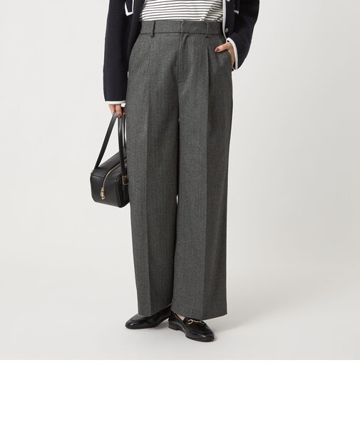 ［size SHORT/TALLあり］ホームスパン ストレート パンツ ストレッチ