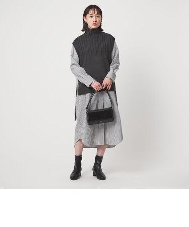 ニット ベスト × シャツ ワンピース セット