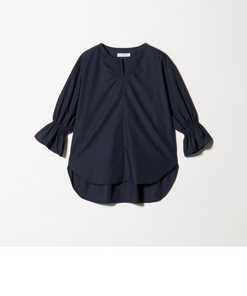 ステッチ キーネック キャンディスリーブブラウス 7分袖<A DAY IN THE LIFE>