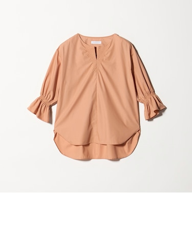 ステッチ キーネック キャンディスリーブブラウス 7分袖<A DAY IN THE LIFE>