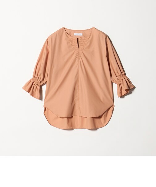 ステッチ キーネック キャンディスリーブブラウス 7分袖<A DAY IN THE LIFE>