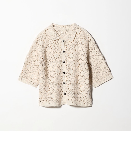 クロシェニット ポロカーディガン 7分袖 ＜A DAY IN THE LIFE＞