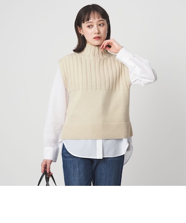 ニット タートル ベスト × シャツ セット