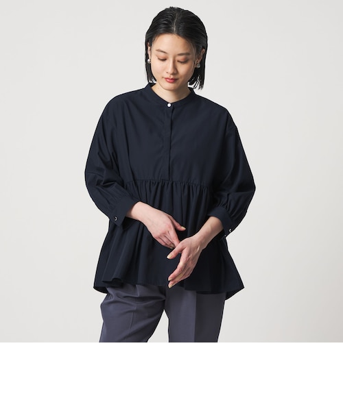 【NAVY】<LOEFF>コットン ツイル スキッパー シャツ UNISEX LOEFF＞コットン ツイル スキッパー シャツ UNISEX