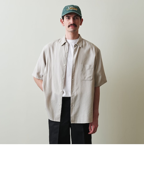 【NAVY】<Steven Alan> ドレープ コードレーン レギュラーカラー ショートスリーブ シャツ ALINE LOOSE CASUAL 1083000017287_9914.jpg
